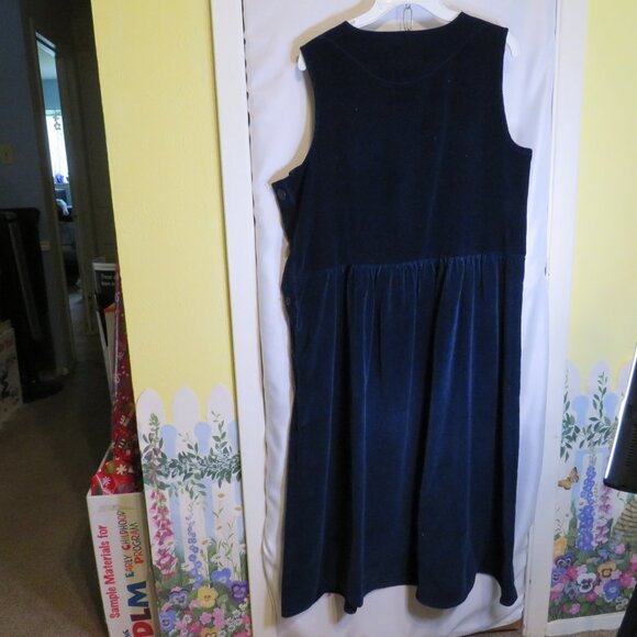 Vintage Allen Solly 100% cotton Navy Blue Corduroy Jumper Dress - Picture 2 of 7